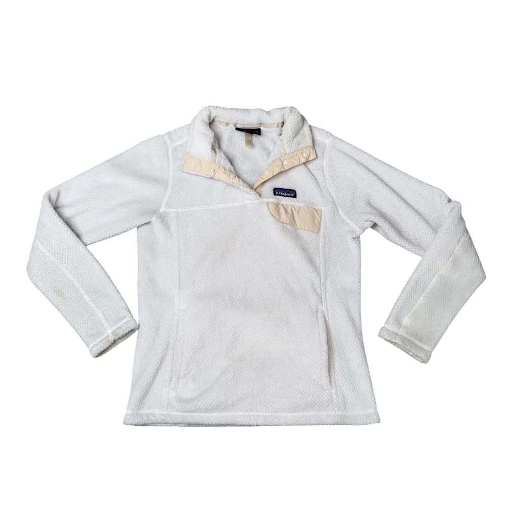 Patagonia Re-Tool Snap-T Pullover Women Small White Good Fleece Polartec 25442